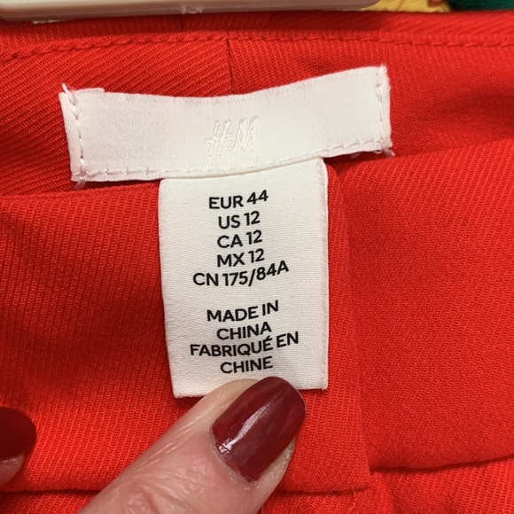 NWT H&M Bright Red High Waist Wide Leg Trouser Pants - 12 - Picture 3 of 5